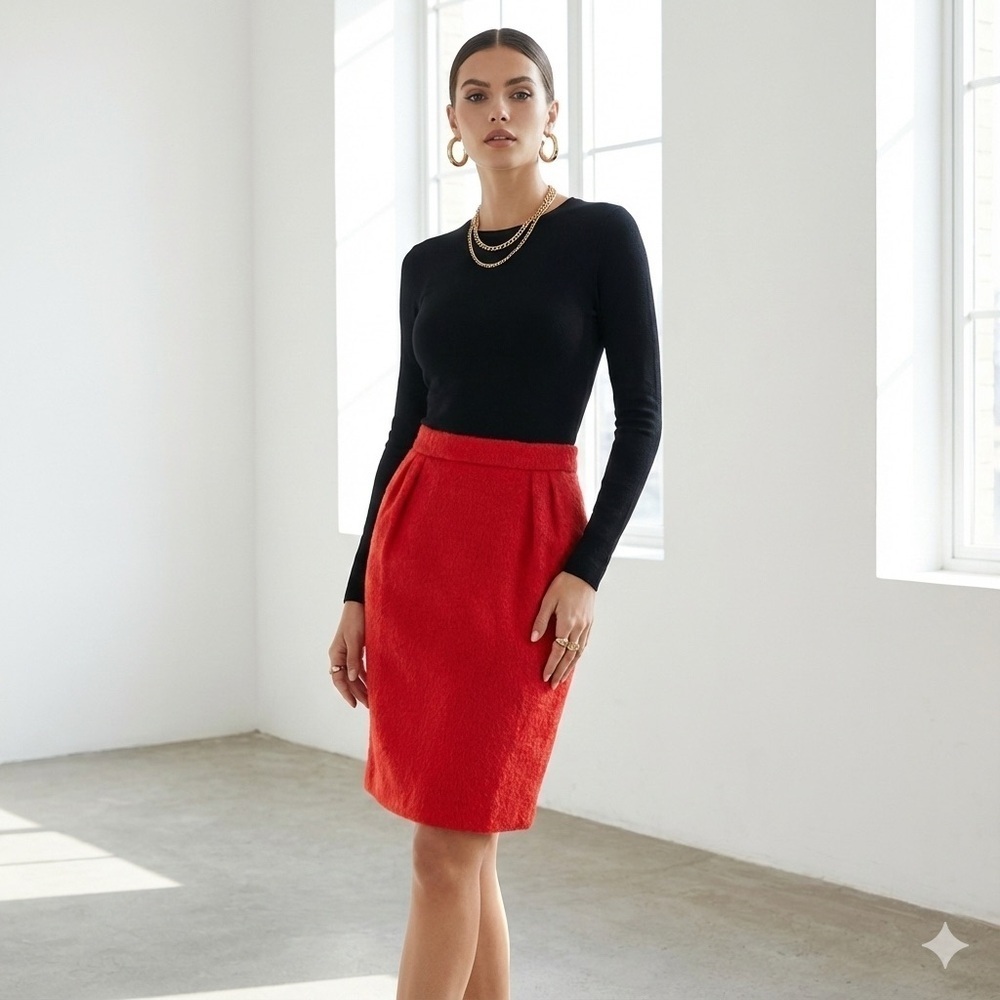 Max Mara red mohair fuzzy pencil skirt – Size 2 (IT 36)